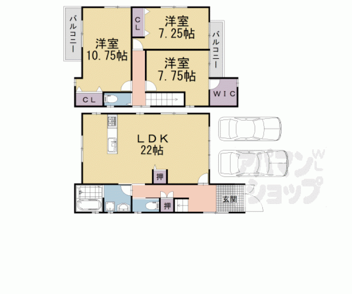 【横大路長畑町貸家】間取