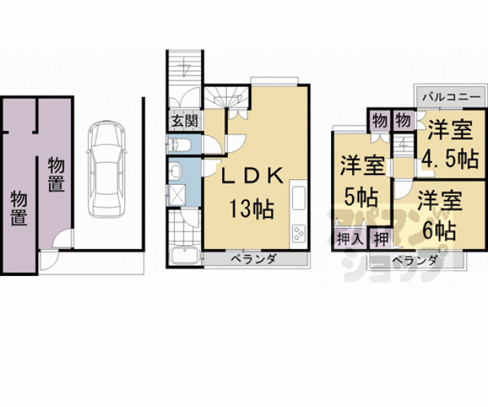 【日野谷寺町貸家】間取