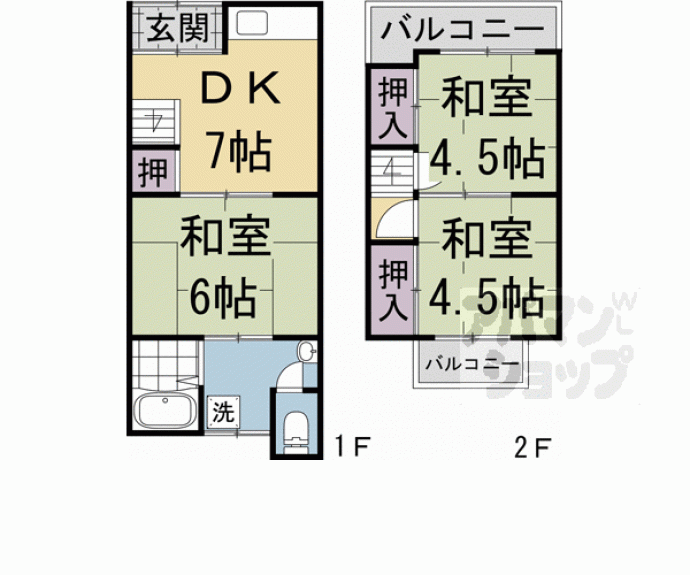 【大久保町旦椋貸家】間取