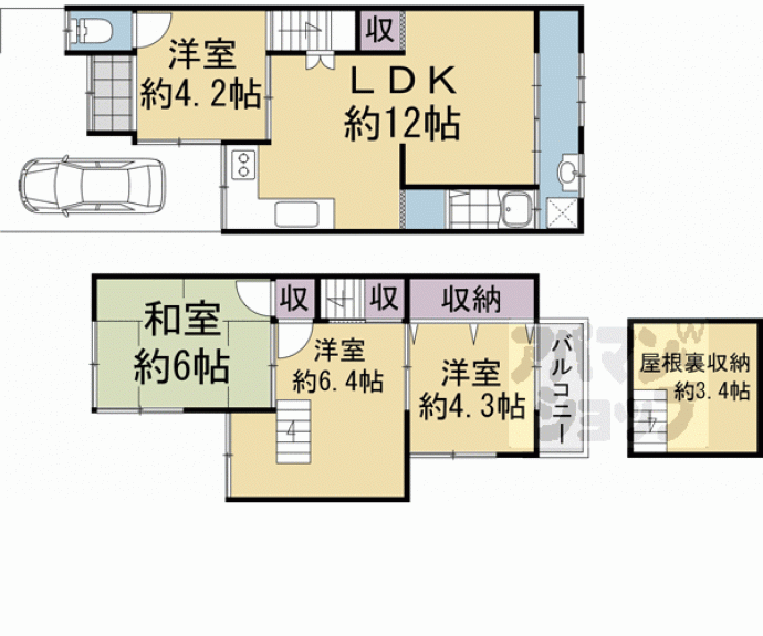 【下鴨蓼倉町２３－４貸家】間取