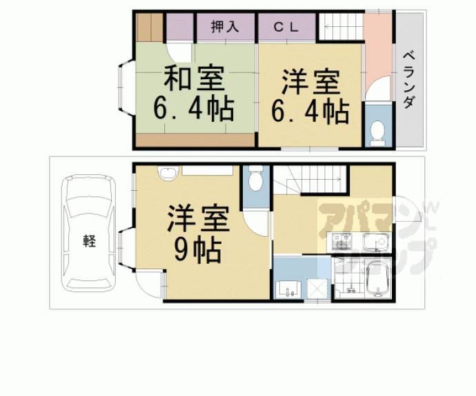 【上桂前田町貸家】間取