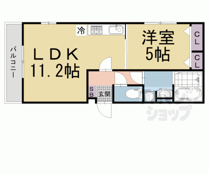 【Ｄ－ＲＯＯＭ深草小久保町　Ｂ】間取