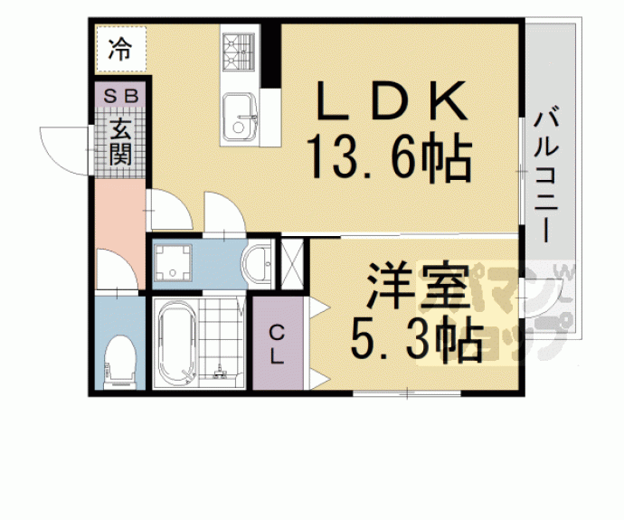 【Ｄ－ＲＯＯＭ深草小久保町　Ｂ】間取