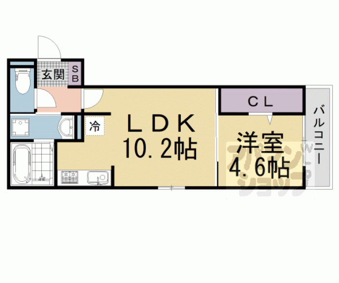 【Ｄ－ＲＯＯＭ深草小久保町　Ｃ】間取