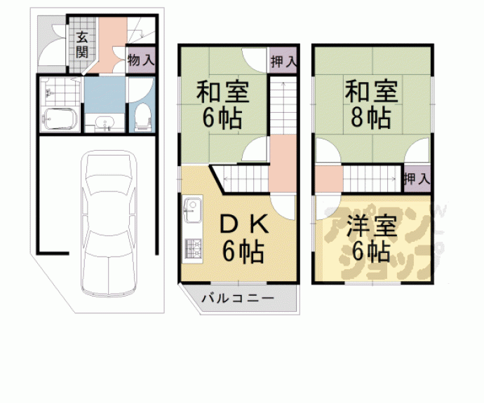 【寺戸町山縄手貸家】間取