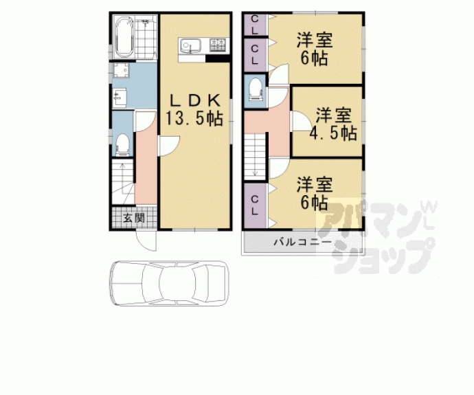 【大枝塚原町貸家】間取