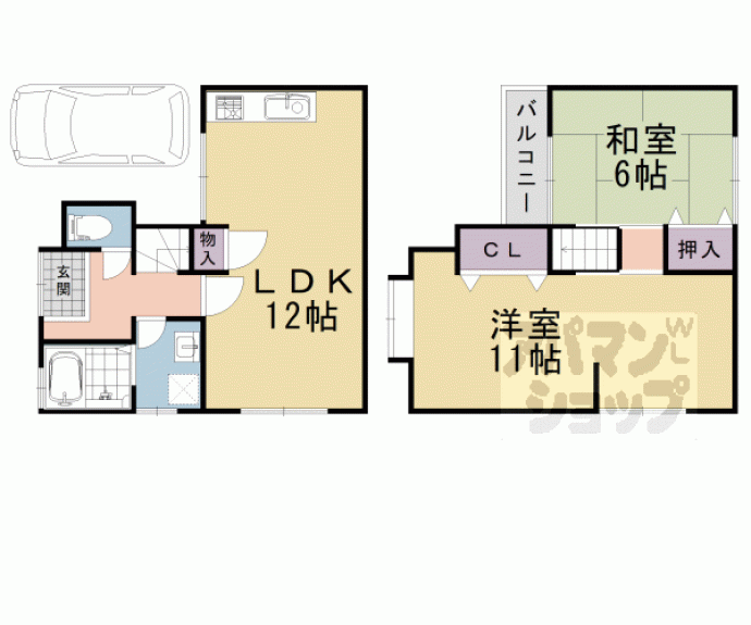 【嵐山内田町貸家】間取