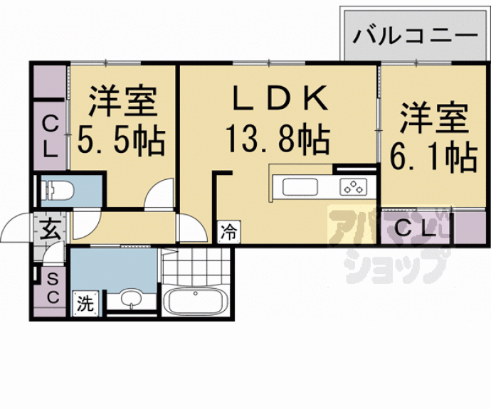 【ラグーン京都六条】間取