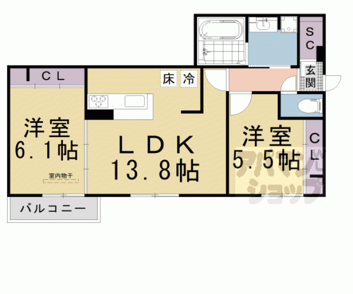 【仮称）Ｄ－ｒｏｏｍ京都市下京区東魚屋町】間取