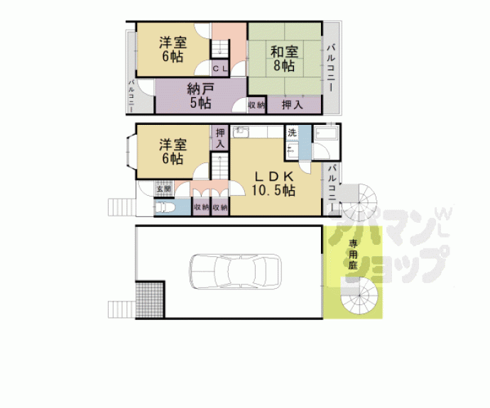 【雄琴１丁目テラスハウス】間取