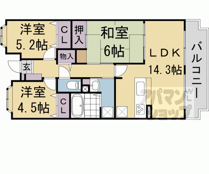 【グラン・コート宇治西】間取