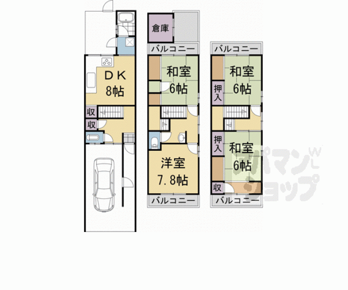 【西大文字町貸家】間取