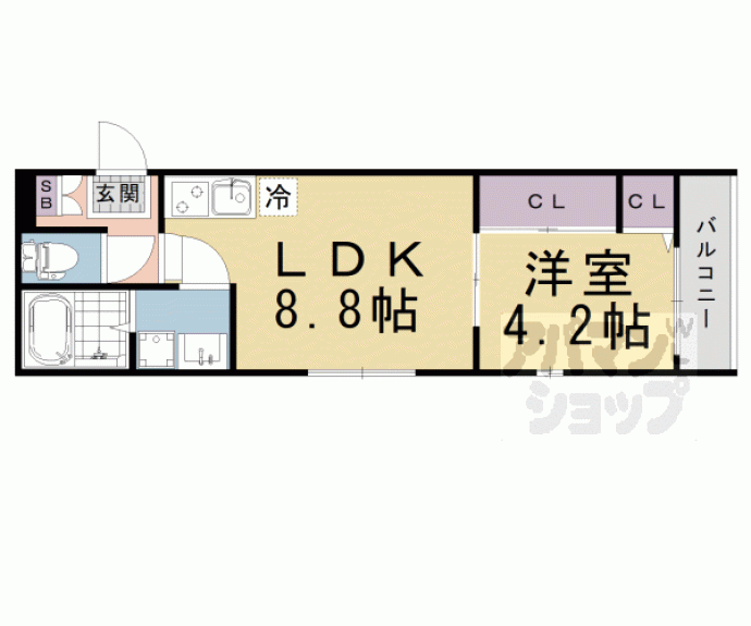 【仮称）深草越後屋敷町コーポ】間取