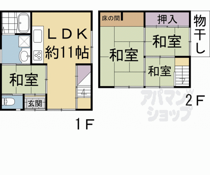 【中京区三条油小路町貸家】間取