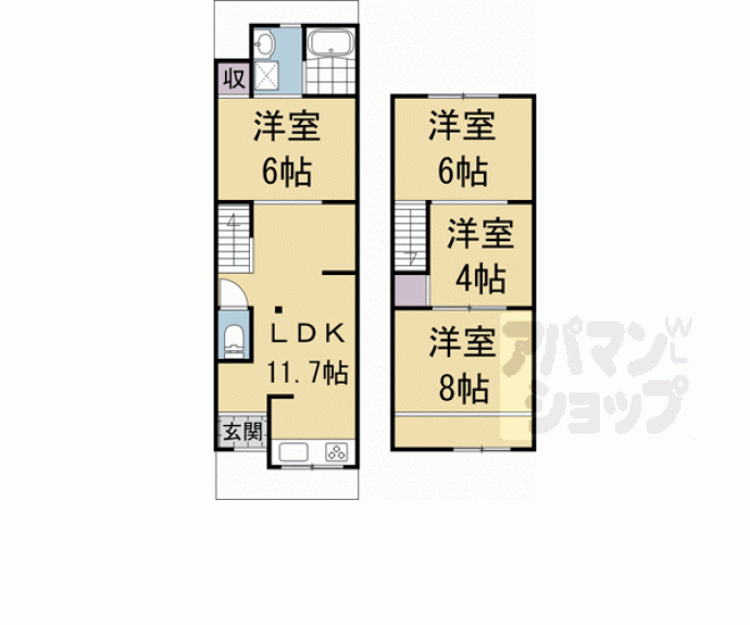 【大宮西野山町貸家】間取