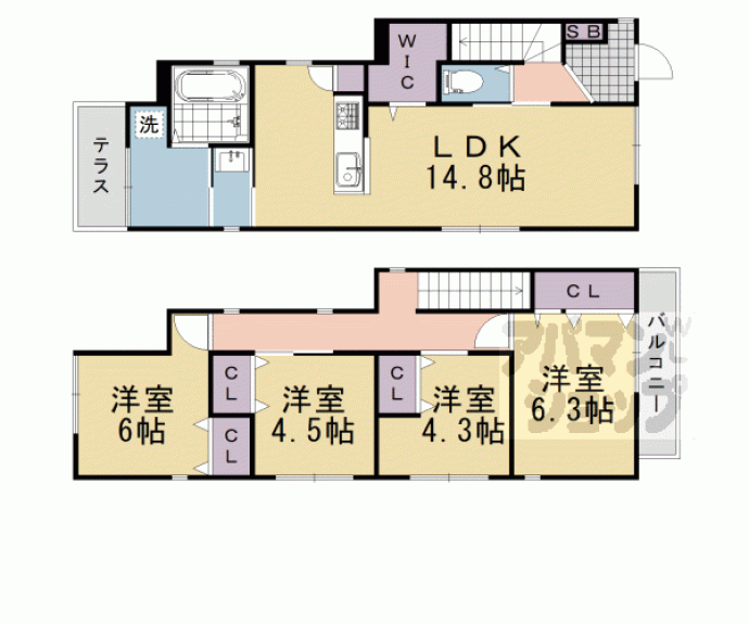 【桂野里町貸家】間取