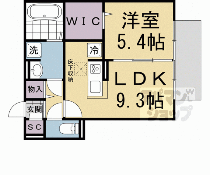 【ＧＲＡＭＭ京都紫竹　Ａ棟】間取