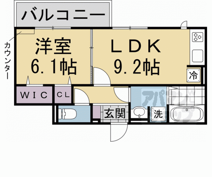 【ＧＲＡＭＭ京都紫竹　Ａ棟】間取