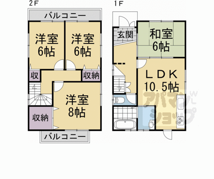 【花園馬代町貸家２－８】間取