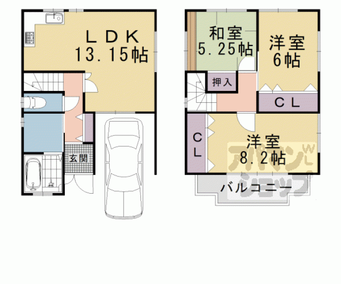 【椥辻草海道町貸家】間取