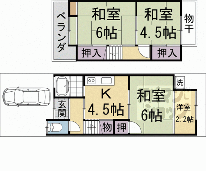 【醍醐外山街道町貸家】間取