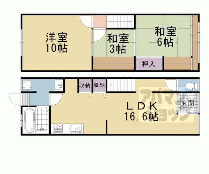 【上桂大野町貸家】間取