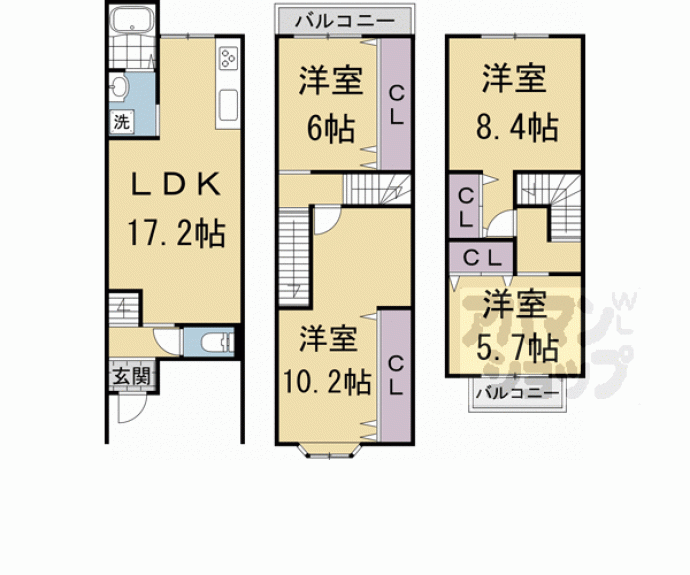 【伊勢田町中ノ田２９－１貸家】間取