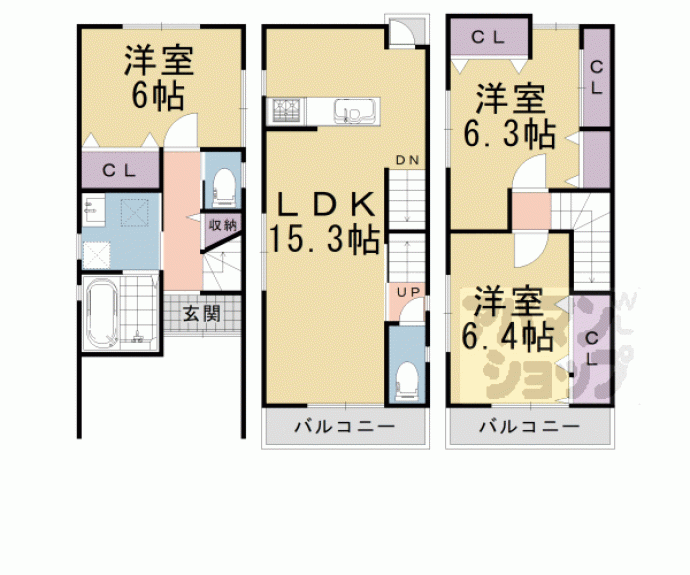 【上桂御正町貸家】間取