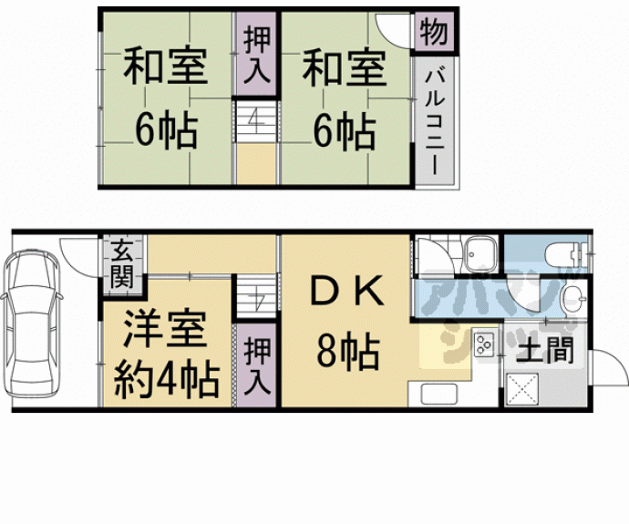 【羽拍子町貸家】間取