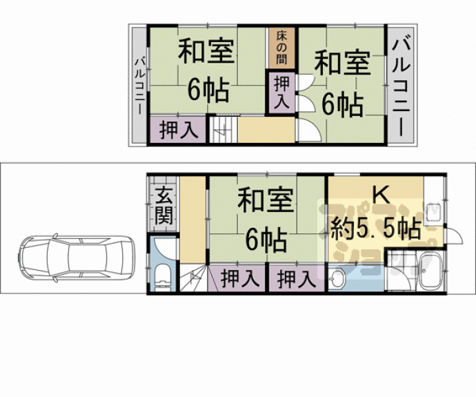 【淀樋爪町貸家】間取