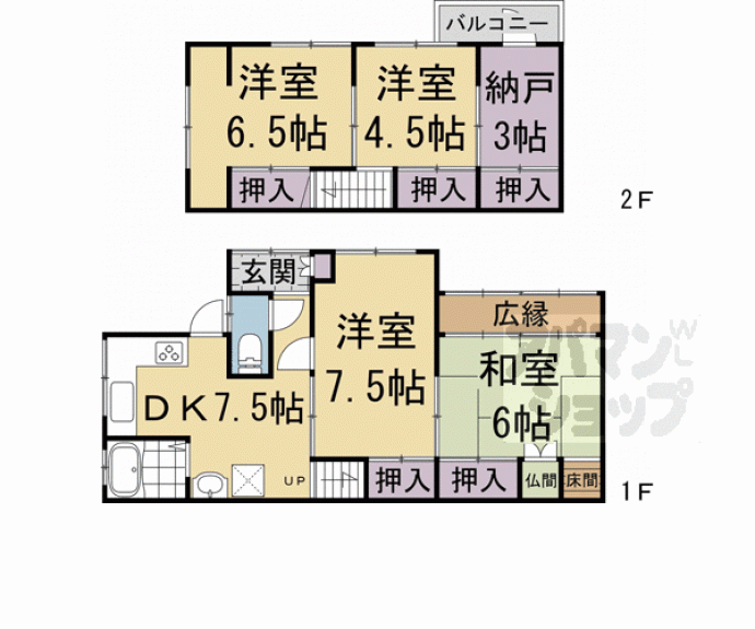 【田中飛鳥井町１２１－１貸家】間取