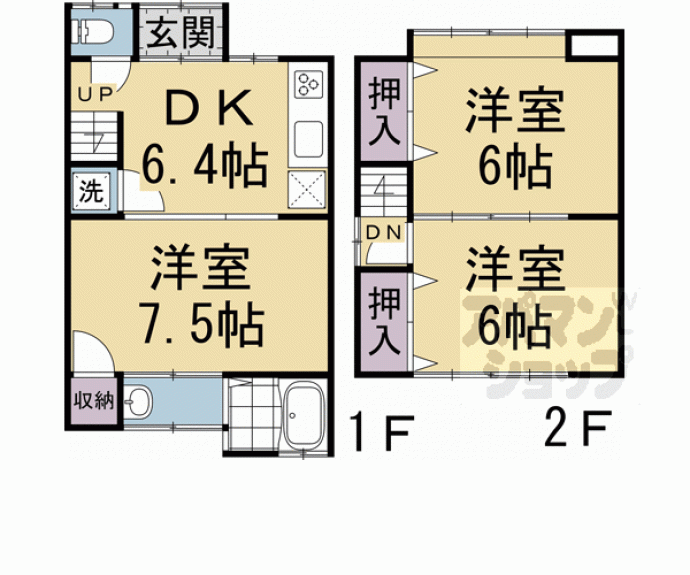 【梅小路本町３２－８貸家】間取