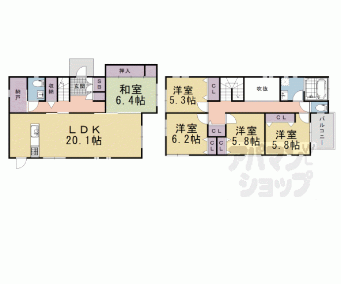 【御陵大枝山町３丁目貸家】間取