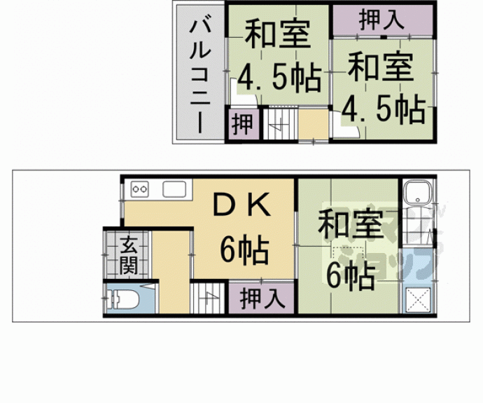 【大亀谷万帖敷町貸家】間取