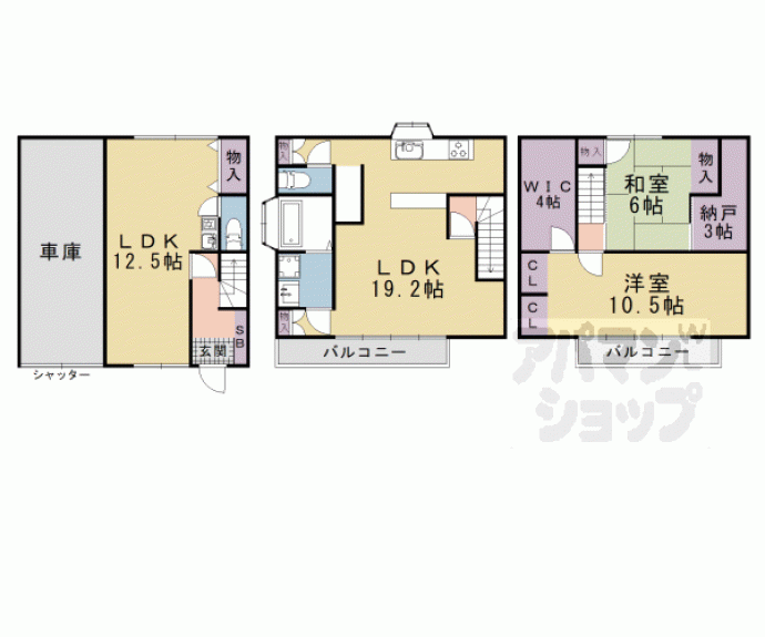 【椥辻草海道町貸家】間取