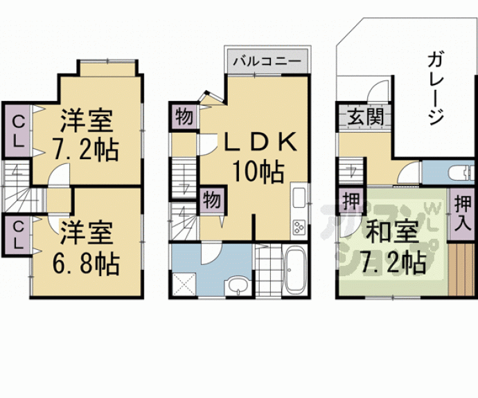 【壬生高樋町貸家】間取