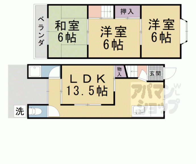 【西野小柳町貸家】間取