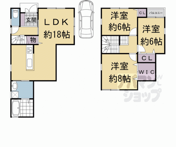 【竹田狩賀町貸家】間取