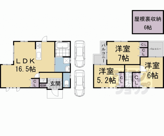 【深草大亀谷六躰町貸家】間取