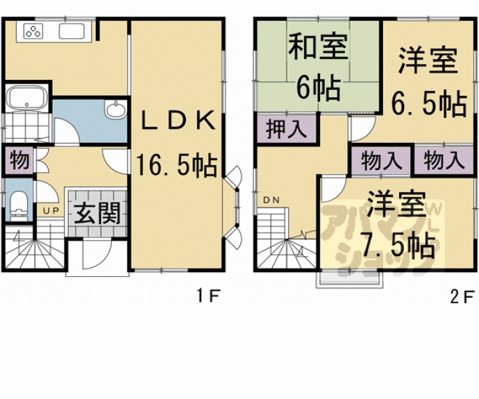 【莵道池山４１－３－１貸家】間取