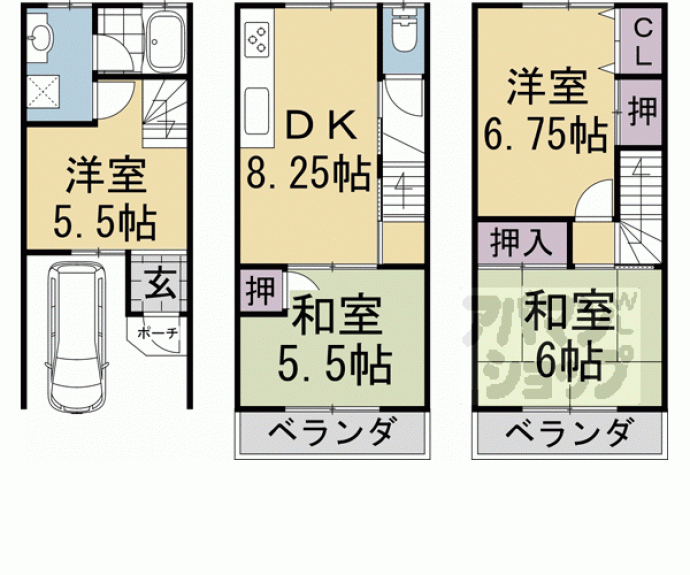 【小倉町南堀池貸家】間取