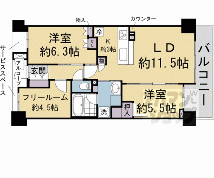 【パラドール西院四条通マークス】間取