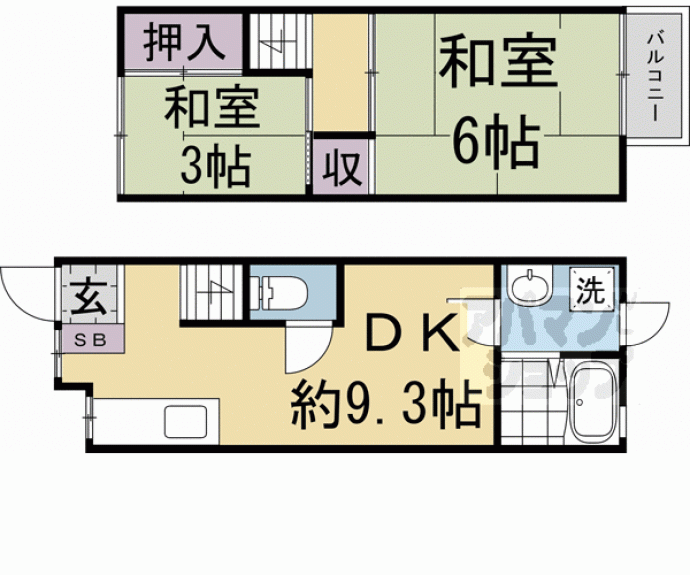 【南区久世大築町２１－２３貸家】間取