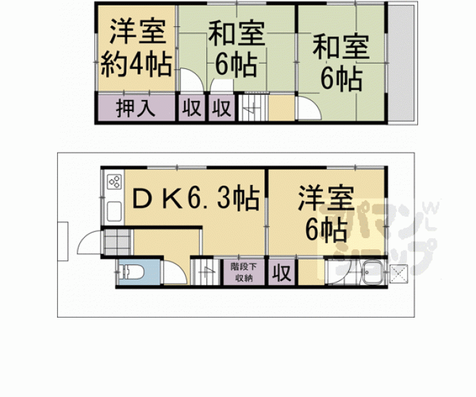 【宇治市木幡平尾貸家】間取