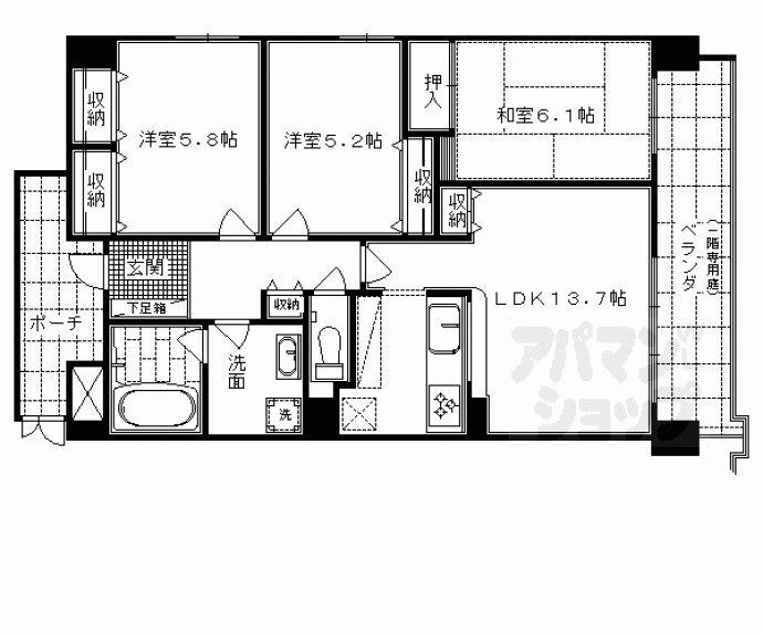 【パインフィールド西京極】間取