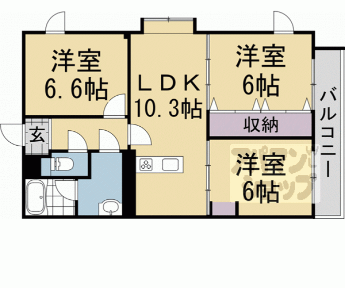 【ロイヤルコートワダ】間取