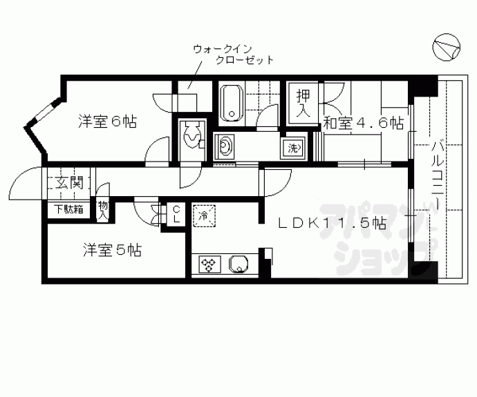 【メロディーハイム西大路デュオノワール】間取