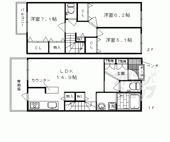 【ラ・メゾン・ド嵐山】間取