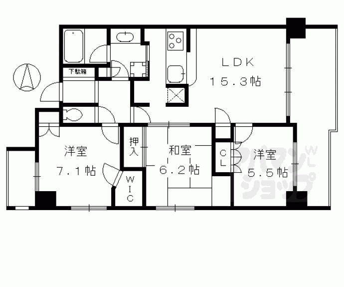 【ルネス・ピース四条烏丸】間取