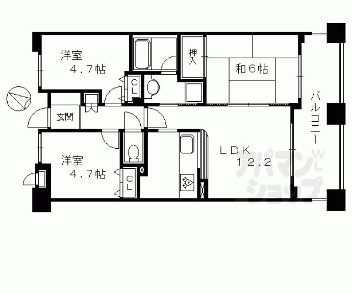 【パインフィールド洛南】間取